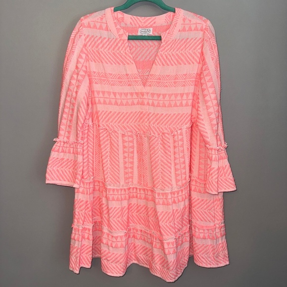 Mud Pie Mudpie Renee Yarn Dye Boho Dress Pink Size Medium - Picture 2 of 9